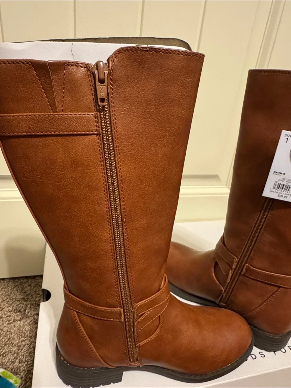 Sonoma Cognac Tall Heeled Riding Boots with Ankle Strap